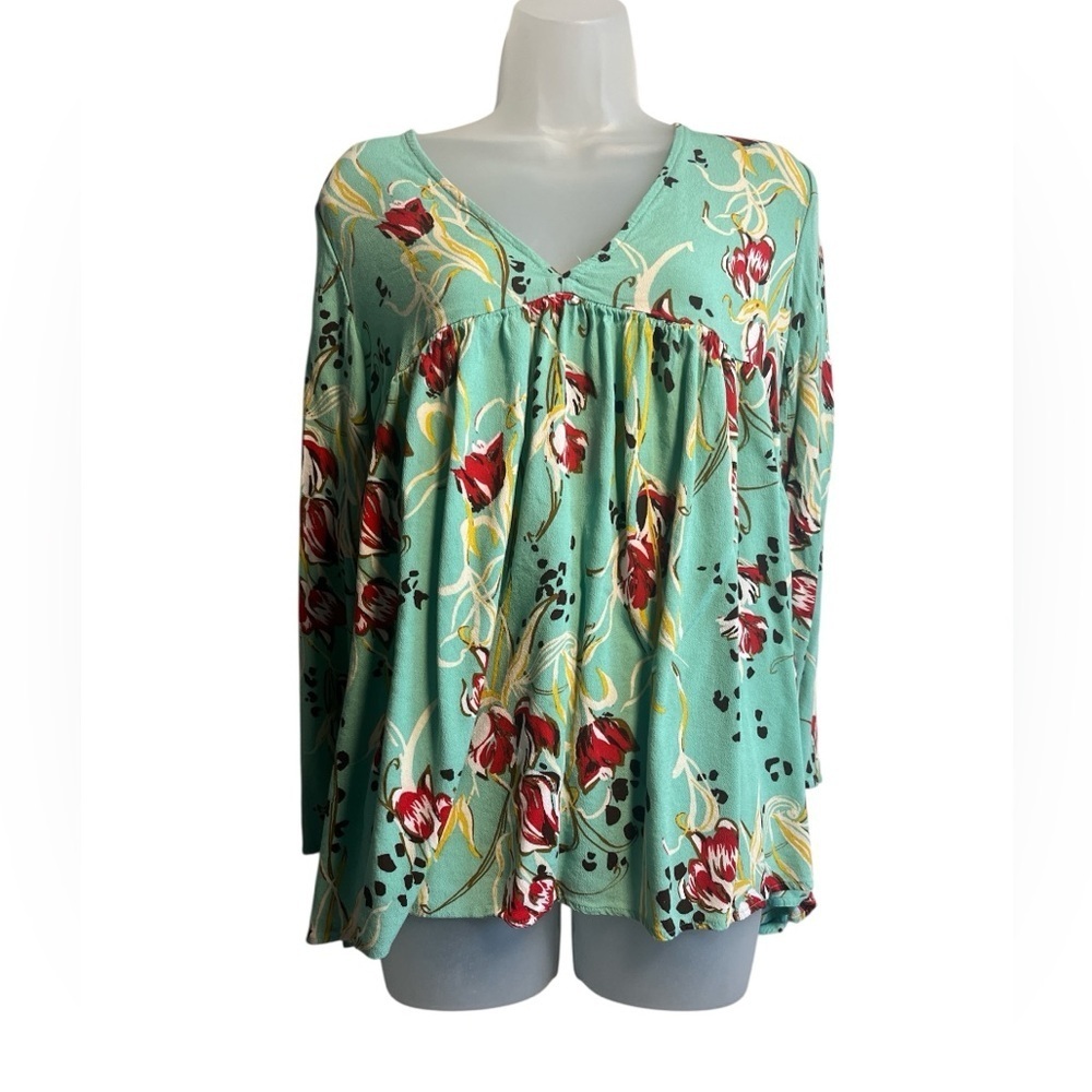 Free People Bella Printed Tunic Mint Floral Print Size XS